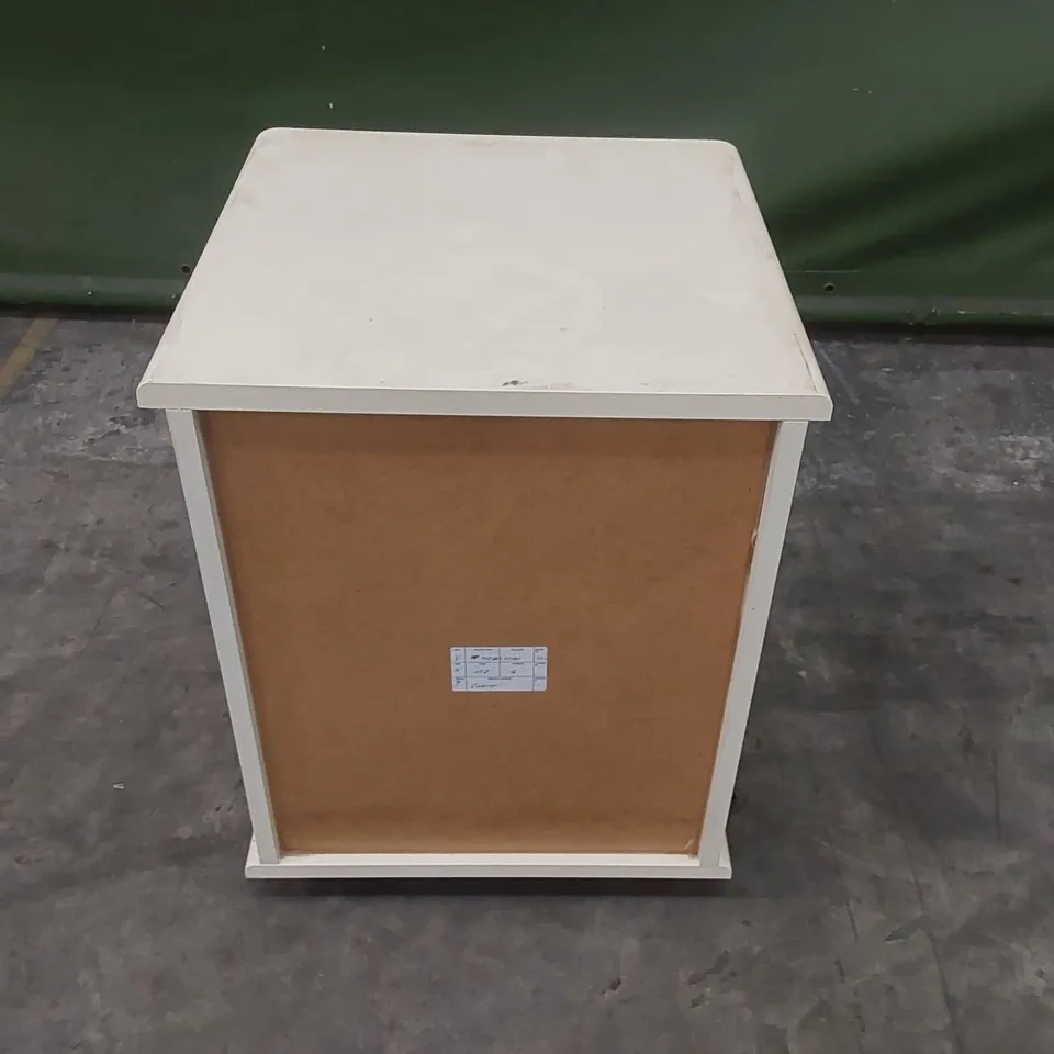DESIGNER 2 DRAWER WOODEN BEDSIDE TABLE ON WHEELS