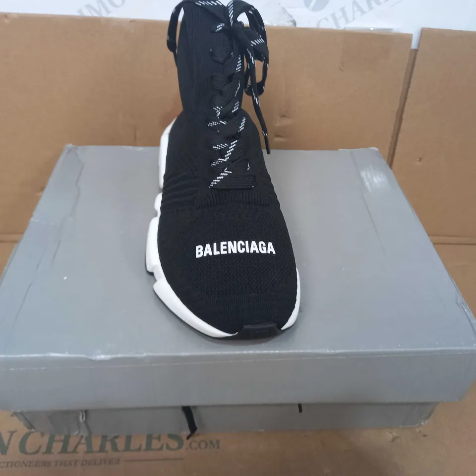 BOXED PAIR OF BALENCIAGA LACE UP SHOES IN BLACK UK SIZE 5
