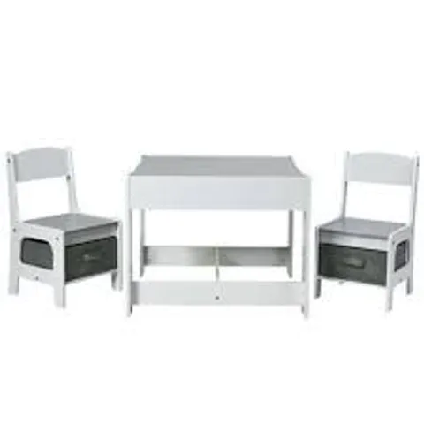 BOXED COSTWAY KIDS TABLE AND CHAIR SET WITH STORAGE BOXES - NATURAL