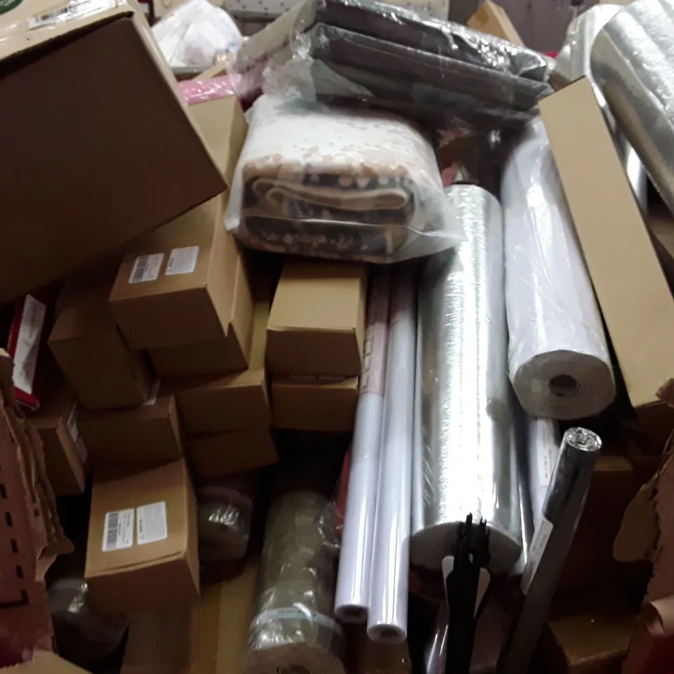 PALLET TO CONTAIN AN ASSORTMENT OF HOUSEHOLD ITEMS TO INCLUDE LED LIGHTS, BADMINTON SETS, BATHROOM SHELVES AND WINDOW FILM ECT