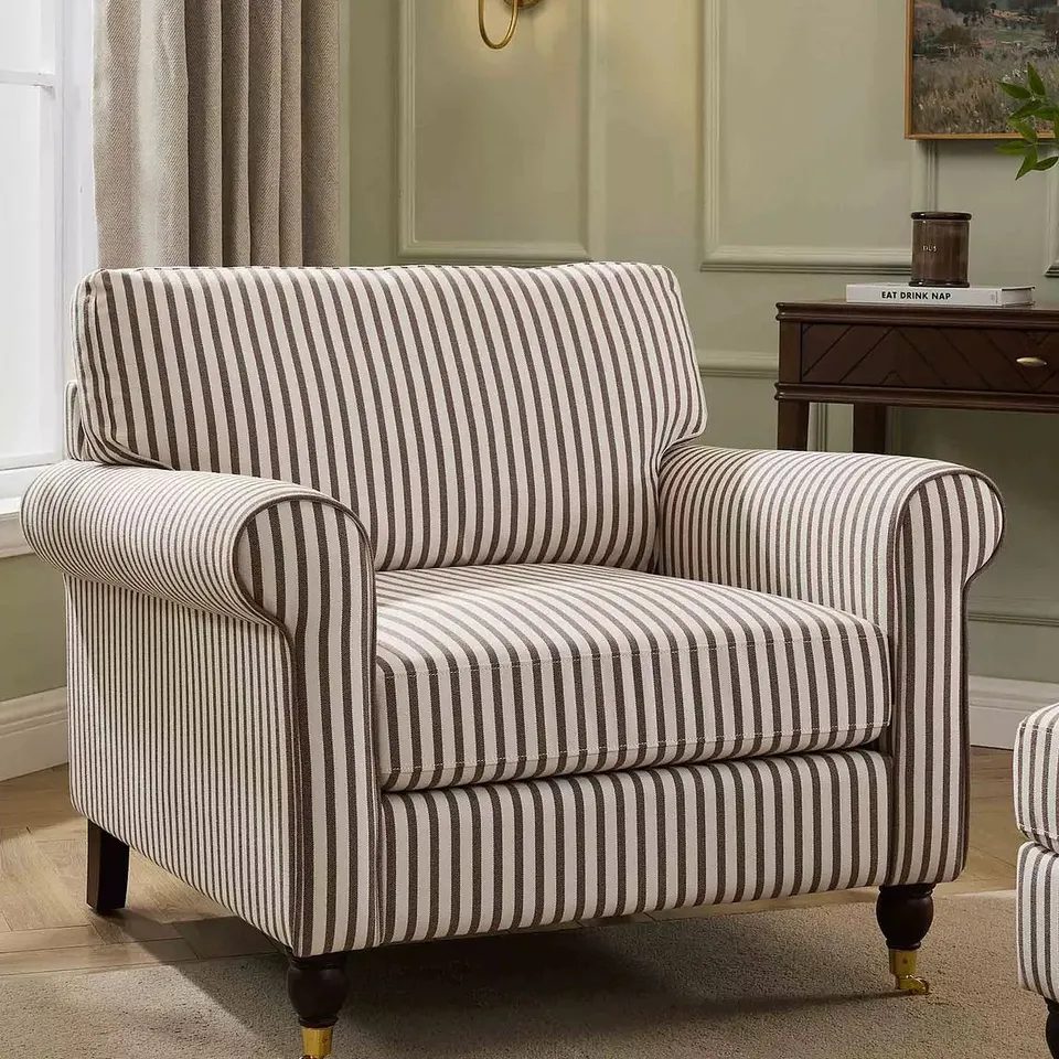 BOXED DUSK SICILY ARMCHAIR - CHOCOLATE STRIPE