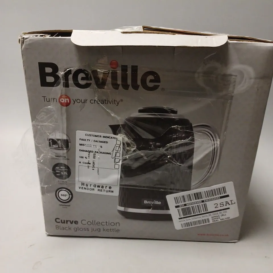 BOXED BREVILLE CURVE COLLECTION KETTLE IN BLACK RRP £39