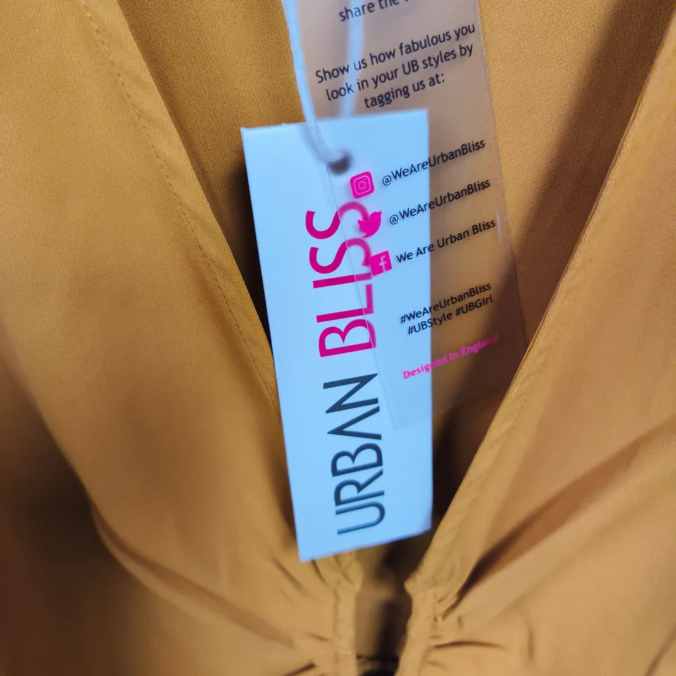 BOX OF APPROXIMATELY 80 URBAN BLISS MUSTARD YELLOW BLOUSE – WOMEN'S TOP - SIZES 10 / 12/ 14