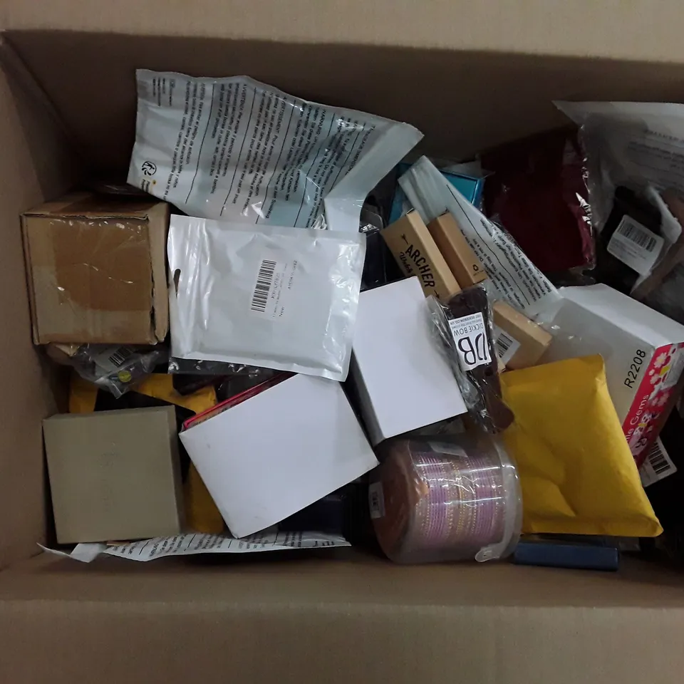 BOX TO CONTAIN AN ASSORTMENT  OF ITEMS TO INCLUDE BADGES, NECKLACE EARINGGS ECT  