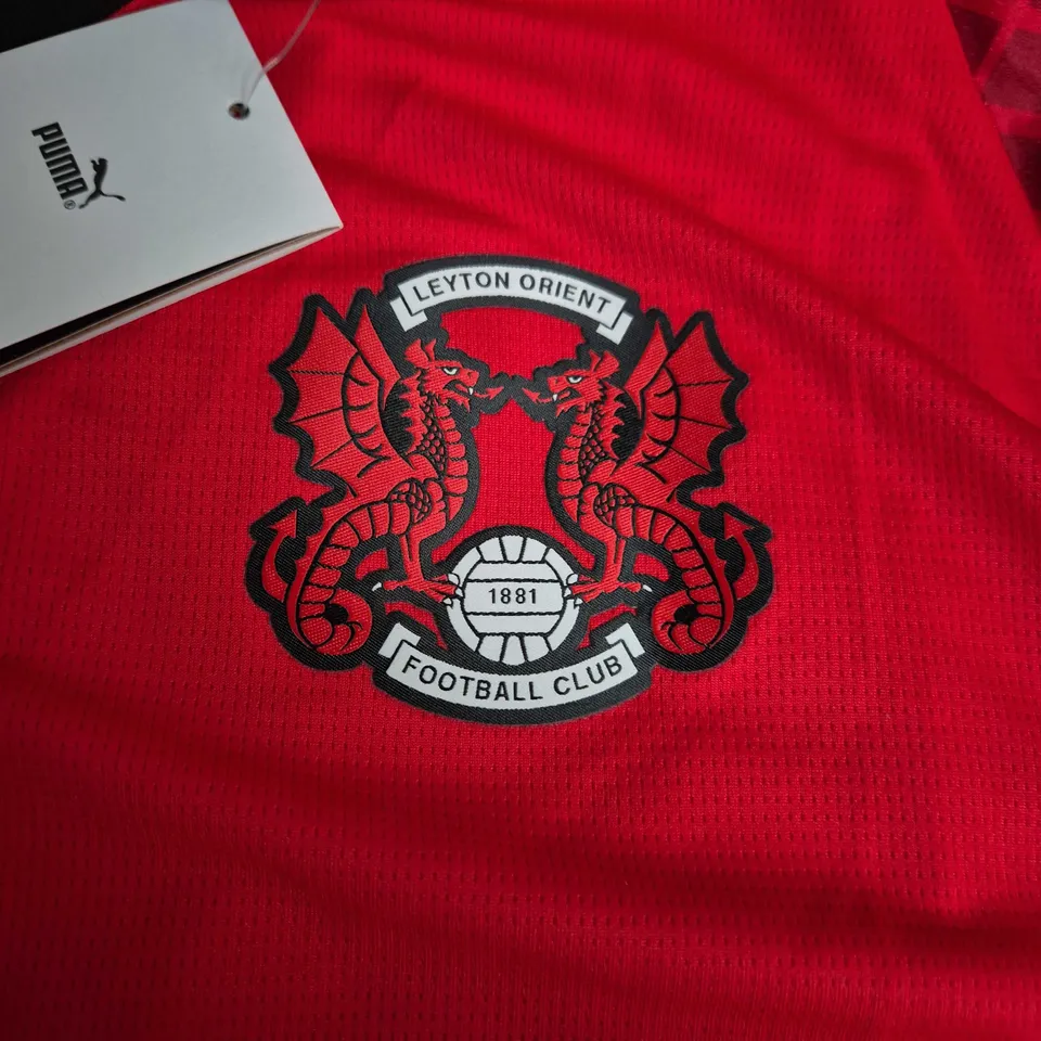 PUMA LEYTON ORIENT FC HOME SHIRT – RED, ADULT SIZE L (#70 - LEWIS)