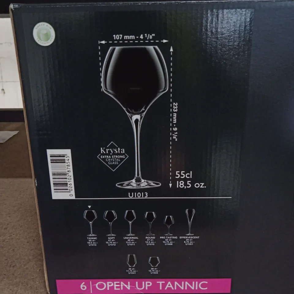 KRYSTA EXTRA STRONG CRYSTAL GLASS – OPEN UP TANNIN WINE GLASSES, SET OF 6