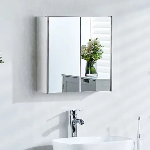 BOXED BATH VIDA TIANO STEEL 2 DOOR MIRROR BATHROOM CABINET
