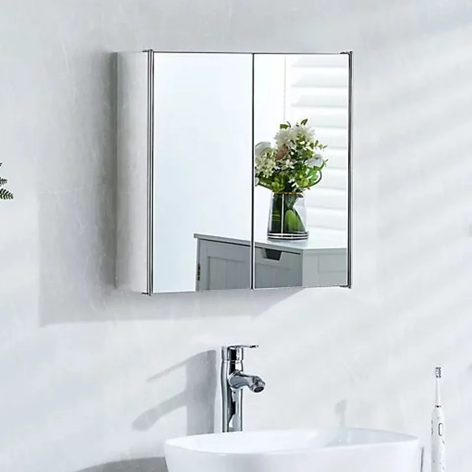 BOXED BATH VIDA TIANO STEEL 2 DOOR MIRROR BATHROOM CABINET