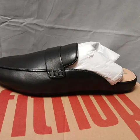 FITFLOP DELICATO SOFT LEATHER MULES – BLACK, UK 6 (US 8, EU 39)