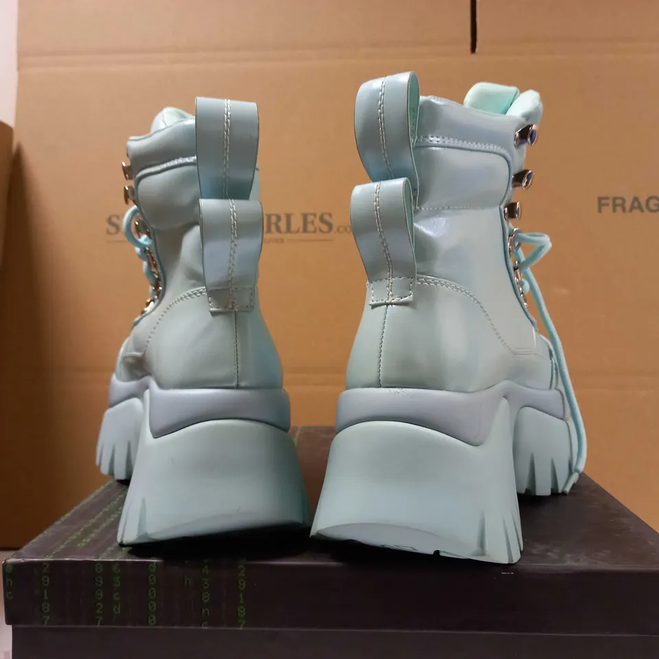 KOI GOOEY BABY BLUE PLATFORM BOOTS - SIZE 4