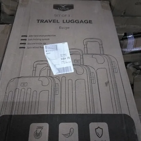 BOXED LUGG HARDSHELL TRAVEL LUGGAGE SUITCASE - BEIGE 