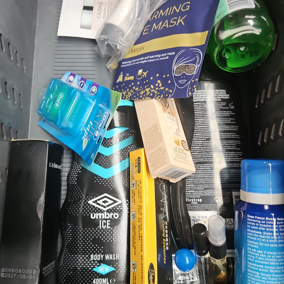 APPROXIMATEY 20 HEALTH AND BEAUTY PRODUCTS TO INCLUDE - SLICK GORILLA SEASALT SPRA, CICA REEDLE SHOT LIFTING EYE CREAM, GIVE ME BODY SPRAY - ETC