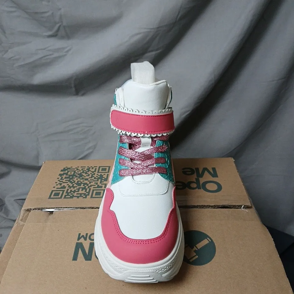 KOI HIGH-TOP SNEAKERS – PINK, WHITE & TEAL SIZE 37