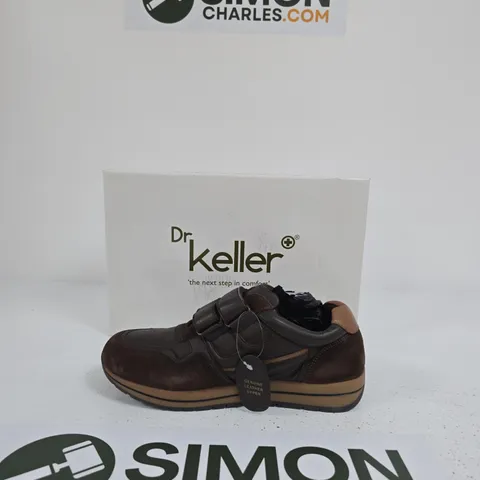 DR KELLER BROWN LEATHER VELCRO FASTENING CASUAL SHOES – BOXED SIZE UK 7