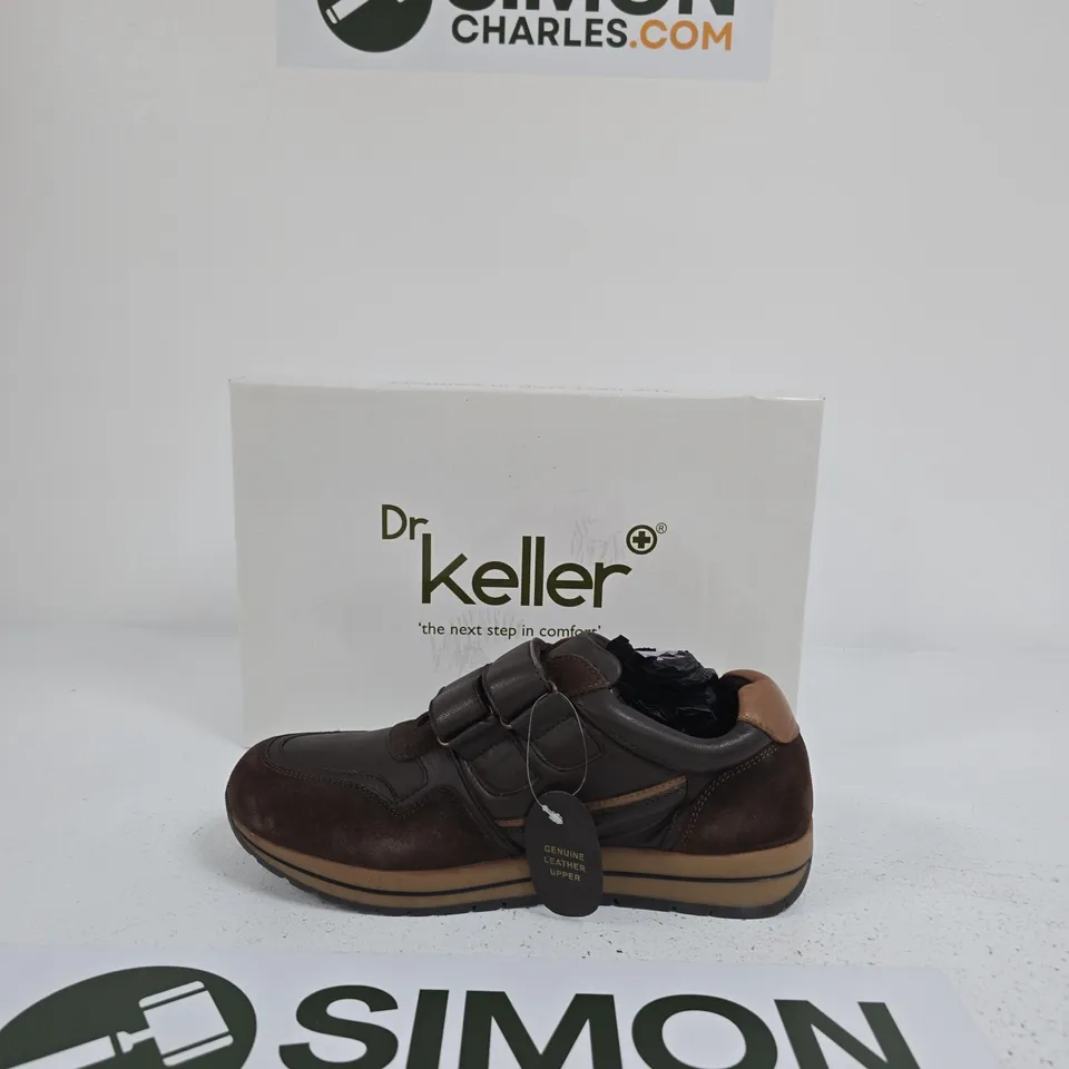 DR KELLER BROWN LEATHER VELCRO FASTENING CASUAL SHOES – BOXED SIZE UK 7