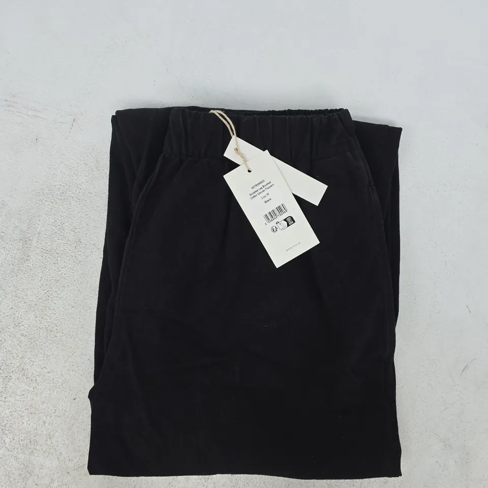 TOAST SCULPTED LEG BRUSHED COTTON CANVAS TROUSERS IN BLACK SIZE MEDIUM
