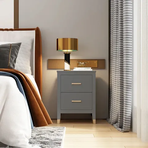BOXED DIBBLE 45CM W SOLID MANUFACTURED WOOD BEDSIDE TABLE - GREY (1 BOX)