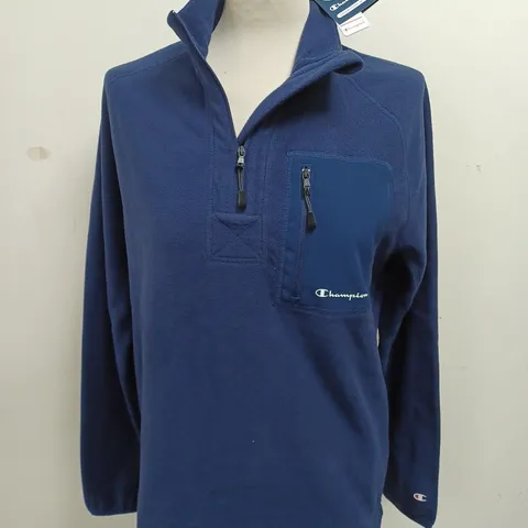 CHAMPION 1/4 ZIP NAVY FLEECE - SMALL
