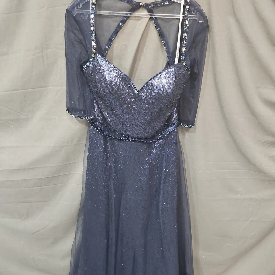 Serena London Navy Sequin Evening Dress, Size 10, Style 17775