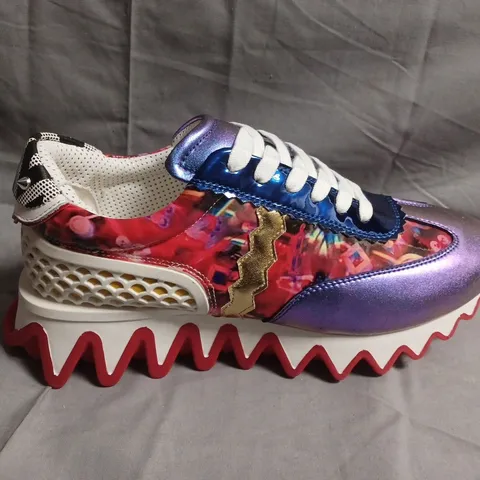 BAGGED PAIR OF CHRISTAN LOUBOUTIN DONNA LEATHER TRAINERS - SIZE 42 