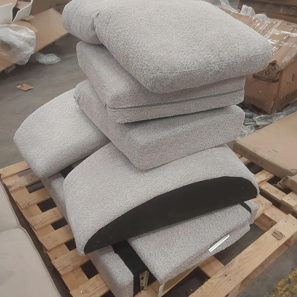 MAE 2 SEATER CURVED SOFA, LIGHT GREY, CLASSIC BOUCLE FABRIC - REQUIRES ASSEMBLY