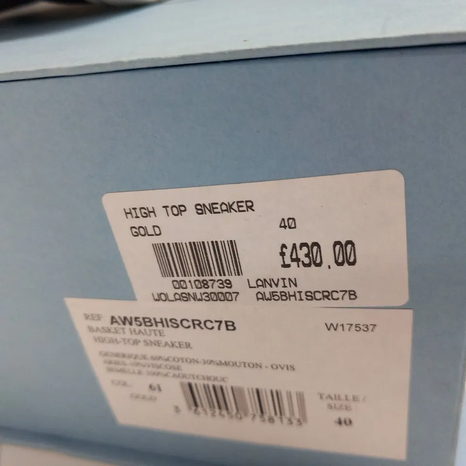 BOXED PAIR OF LANVIN BASKET HIGH TOP SNEAKERS SIZE 40