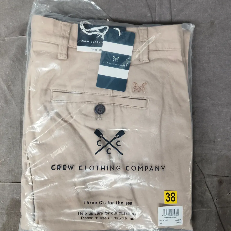 BAGGED CREW CLOTHING COMPANY STRAIGHT CHINOS IN STONE SIZE 38R