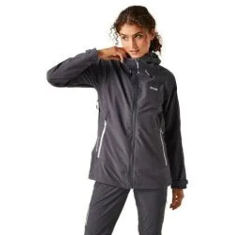 REGATTA WOMEN'S BREATHABLE OKARA WATERPROOF JACKET SEAL GREY SIZE 8