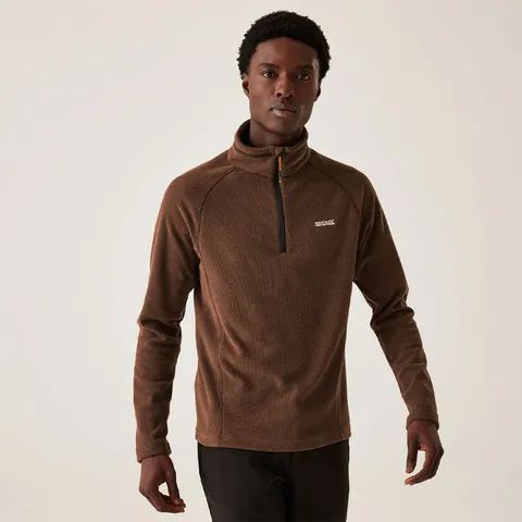 BRAND NEW REGATTA MEN'S KENGER HALF ZIP MIDWEIGHT FLEECE - DARK BROWN SIZE UK SMALL