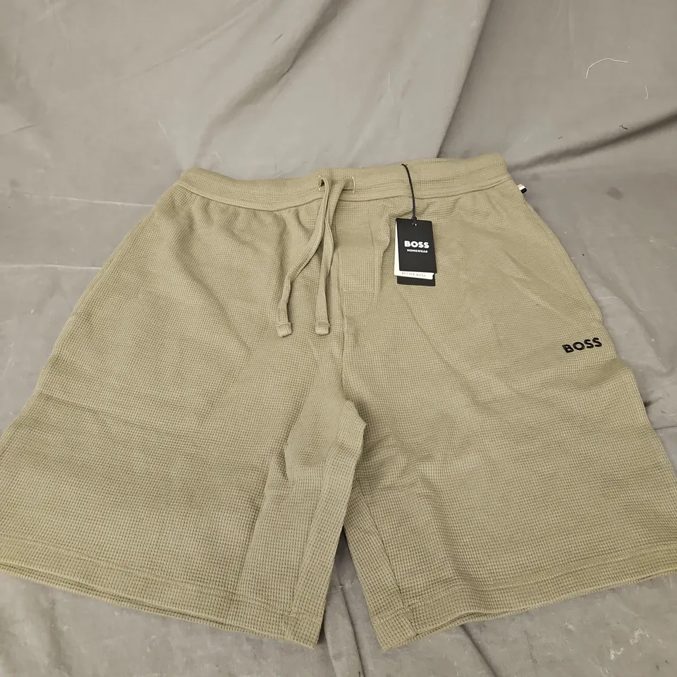 BOSS WAFFLE SHORTS IN GREEN SIZE M
