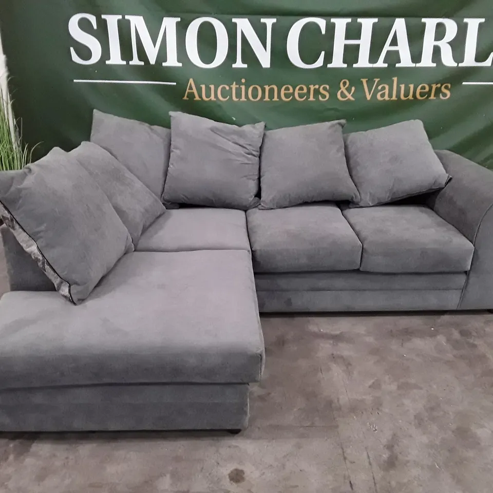 QUALITY DESIGNER ARABELLA 2-PIECE UPHOLSTERED CORNER SOFA - GREY FABRIC