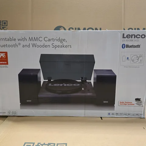 BOXED LENCO TURNTABLE WITH BLUETOOTH AND SPEAKERS - LS-300BK V2