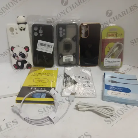 APPROXIMATELY 25 ASSORTED SMARTPHONE PRODUCTS TO INCLUDE CASES, CHARGING CABLES, SCREEN PROTECTORS ETC
