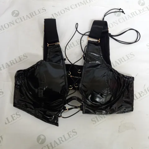NAUGHTY THOUGHTS SINNER VINYL OO TOP IN BLACK - MEDIUM
