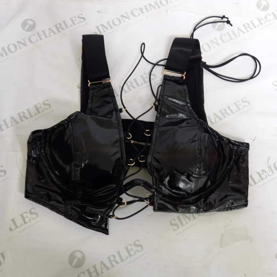 NAUGHTY THOUGHTS SINNER VINYL OO TOP IN BLACK - MEDIUM