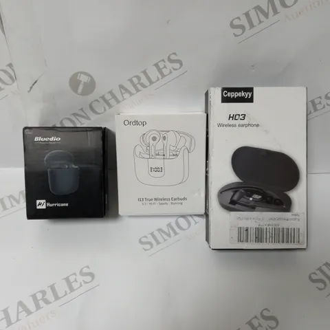 APPROXIMATELY 12 ASSORTED WIRELESS EARBUDS AND EARPHONES TO INCLUDE BOXED BLUEDIO HI, ORDTOP I13, CEPPEKYY H03 ETX.