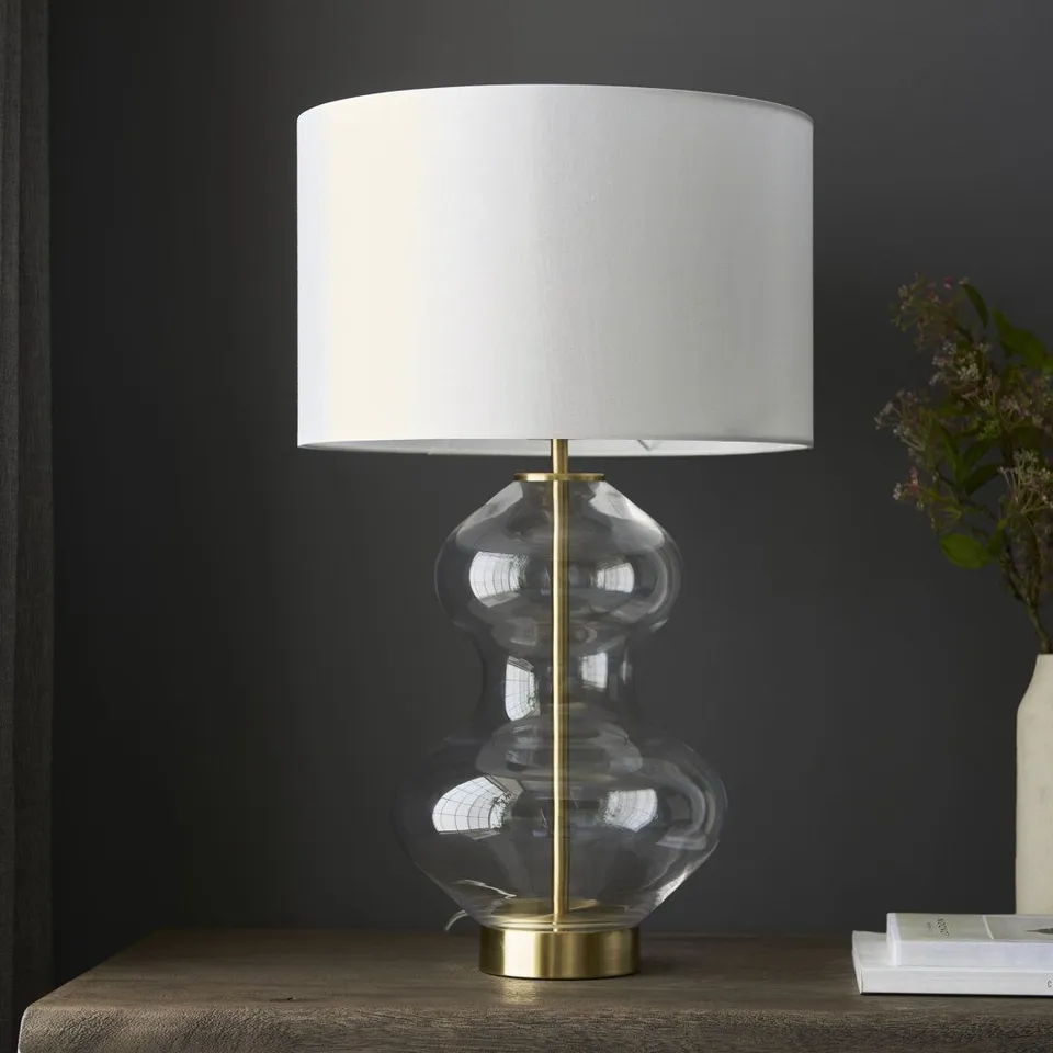 BOXED ALLIA 57.8CM SATIN BRASS TABLE LAMP (1 BOX)