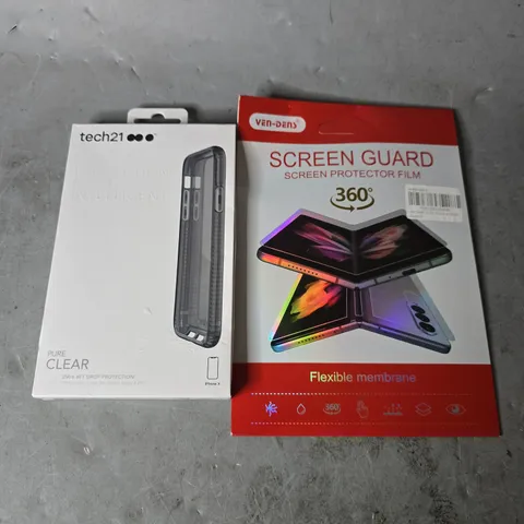 BOX OF APPROXIMATELY 20 PHONE CASE & SCREEN PROTECTOR TO INCLUDE - TECH21 PURE CLEAR IPHONE X , VEN DENS SCREEN GUARD 