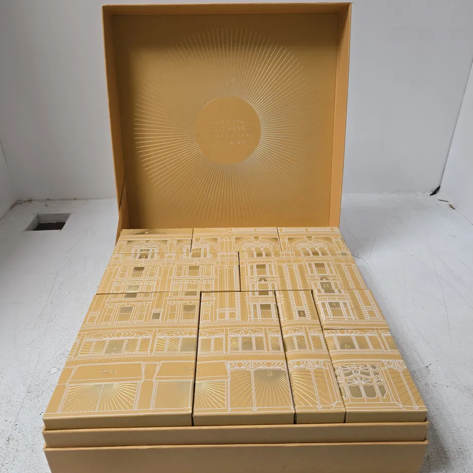 HARRODS FRAGRANCE ADVENT CALENDAR – GOLD BOX WITH 12 MINIATURE FRAGRANCES