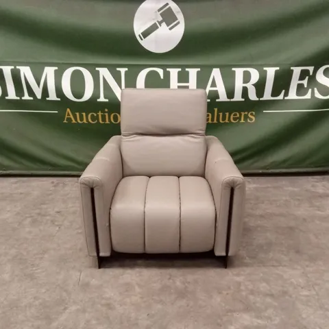 QUALITY DESIGNER ITALIAN MADE CREMA SCALED DOWN LEATHER ARMCHAIR