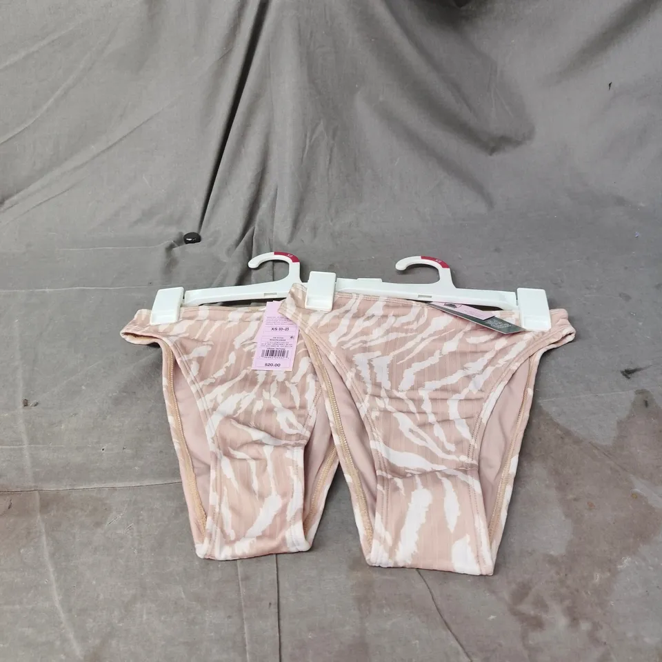2 X WILD FABLE WOMEN'S BIKINI BOTTOM – PINK ZEBRA PRINT, UK 6 (US XS 0-2)