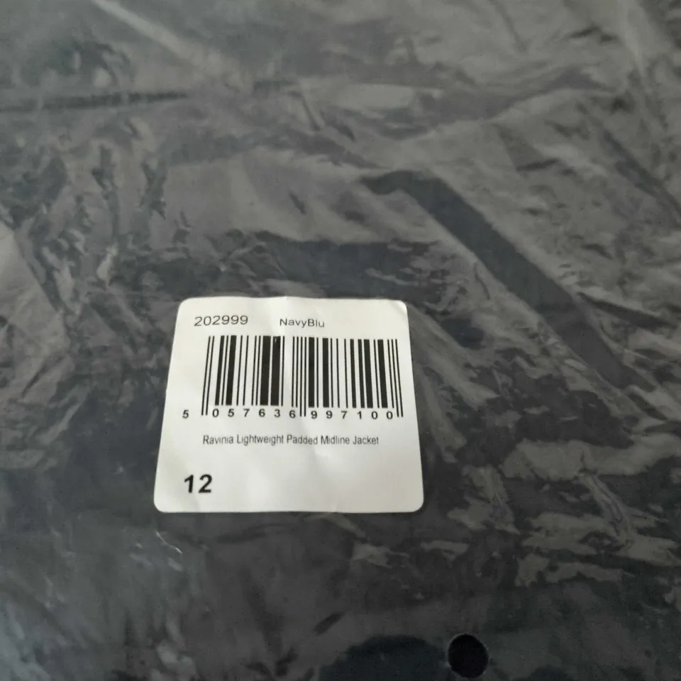 WEIRD FISH RAVINA LIGHTWEIGHT PADDED MIDLINE JACKET – NAVY, UK 12