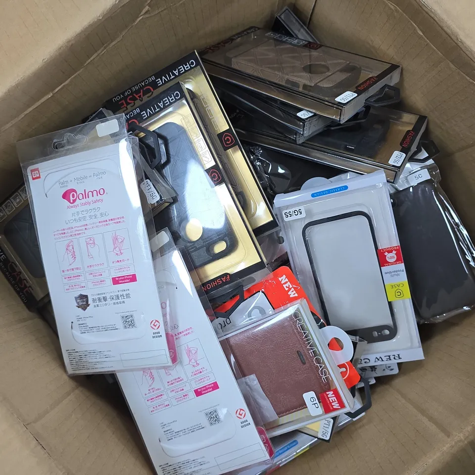 APPROXIMATELY 50 ASSORTED PHONE CASES FROM VARIOUS BRANDS AND IN VARIOUS STYLES FOR PHONES SUCH AS 5G/5S, IPHONE 6 PLUS, 6G, ETC - COLLECTION ONLY