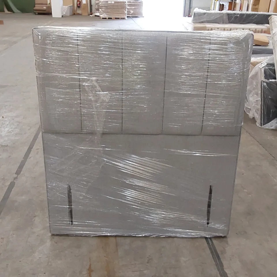 BAGGED DESIGNER 120cm FABRIC UPHOLSTERED HEADBOARD - GREY