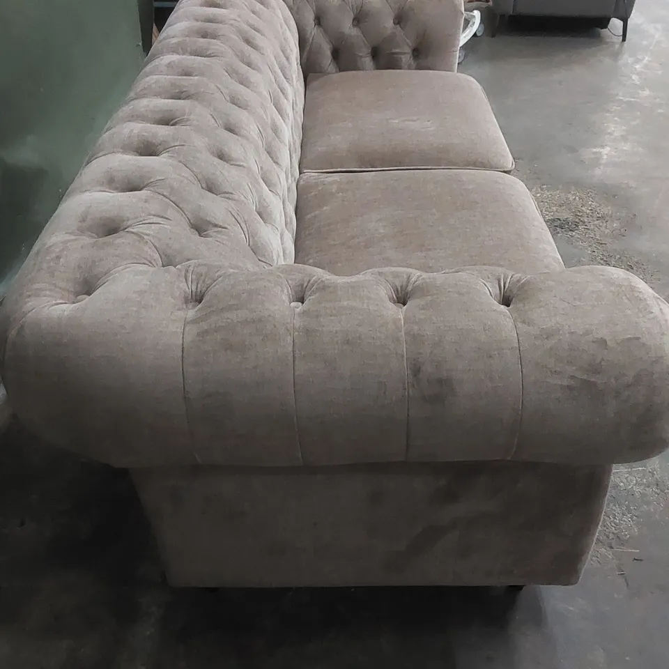 DESIGNER LAURA 3 SEATER CHESTERFIELD FABRIC UPHOLSTERED SOFA 