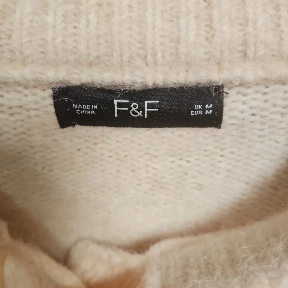 F&F CREAM KNIT SWEATER WITH BOW – UK M (EUR M)