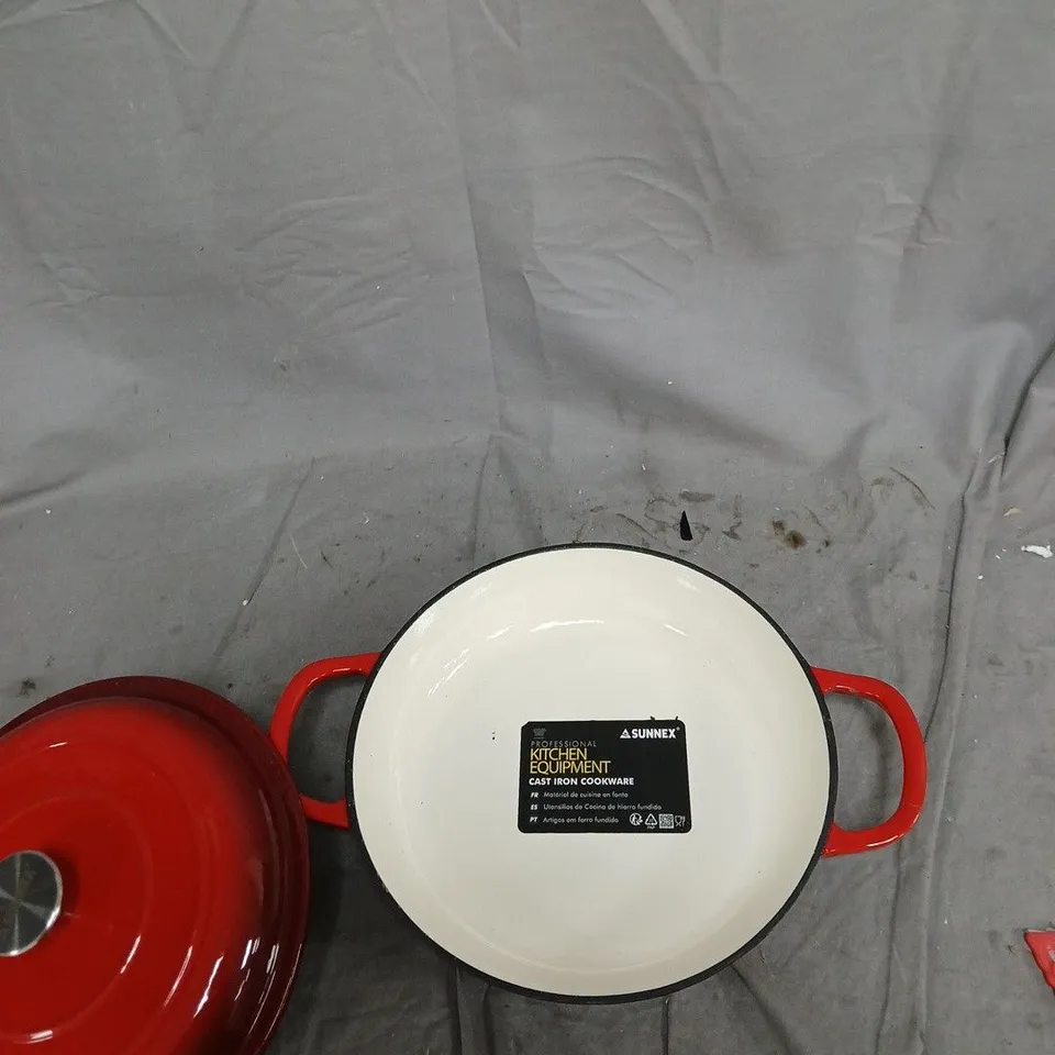 SUNNEX CAST IRON DUTCH OVEN – RED ENAMEL, WITH LID