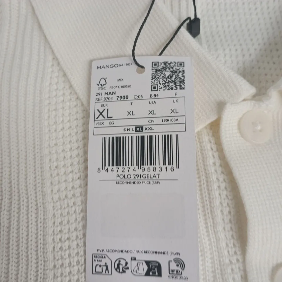 MANGO MNG WHITE KNIT TOP – UK XL