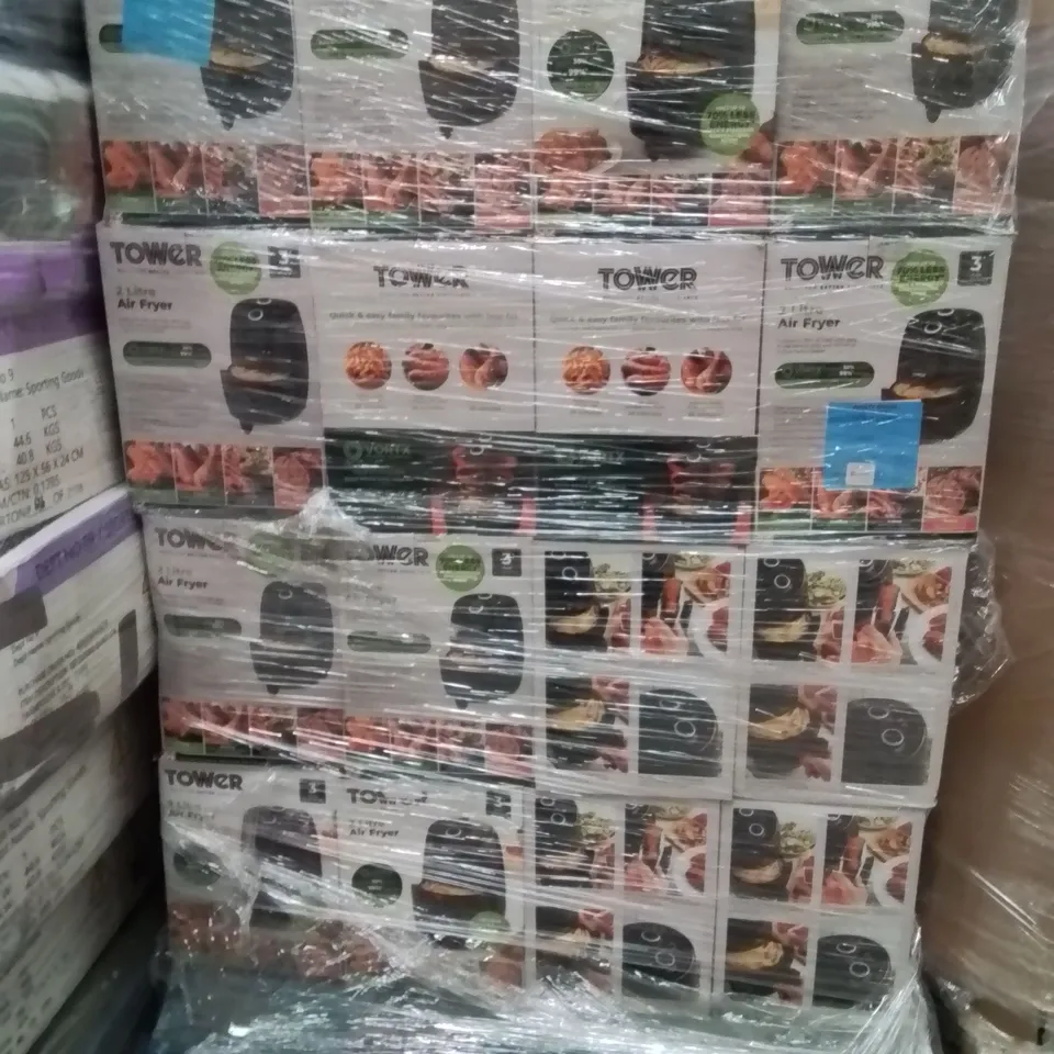 PALLET CONTAINING A LARGE QUANTITY OF TOWER 2 LITRE AIR FRYERS
