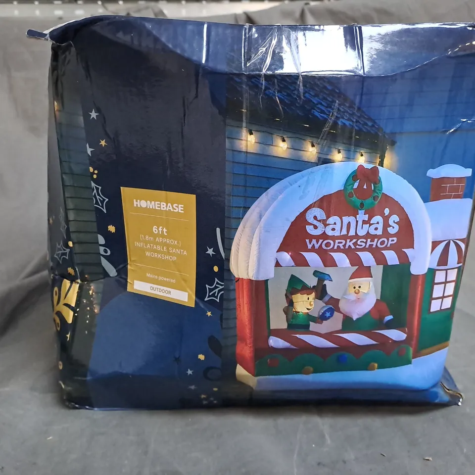 BOXED HOMEBASE 6FT INFLATABLE SANTA WORKSHOP